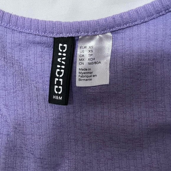 Purple Ribbed tie front Top - Picture 2 of 2